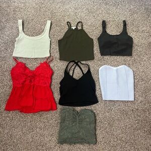 Assorted colored crop tops